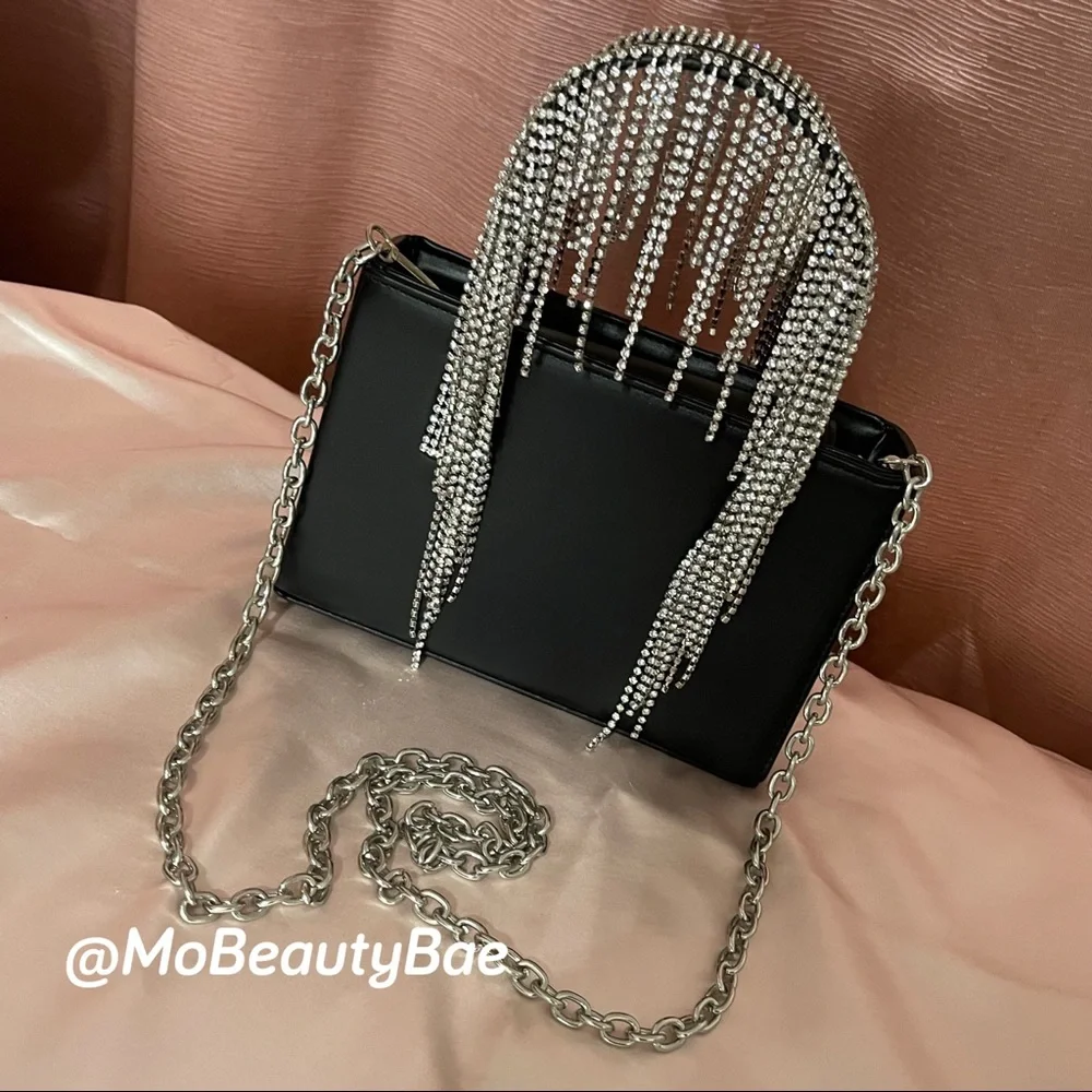 Black Crystal Rhinestone Handbag - Picture 7 of 9